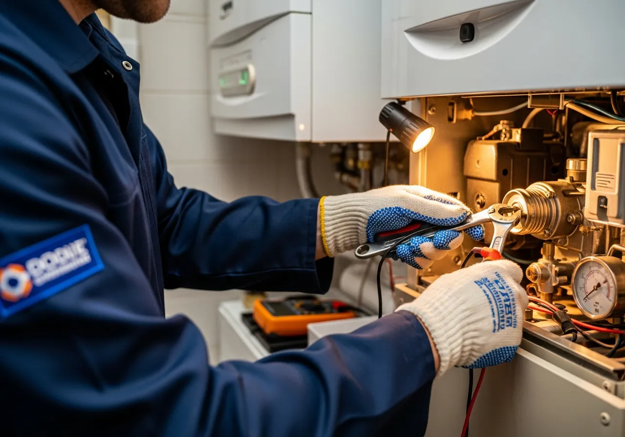 Our engineer servicing a gas boiler